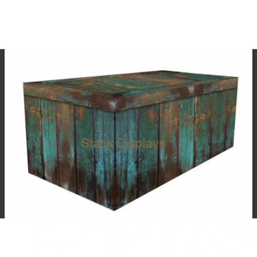 Stack Displays Distressed Wood‎  Fitted Table Cover Teal Patina 6 Ft Rectangle